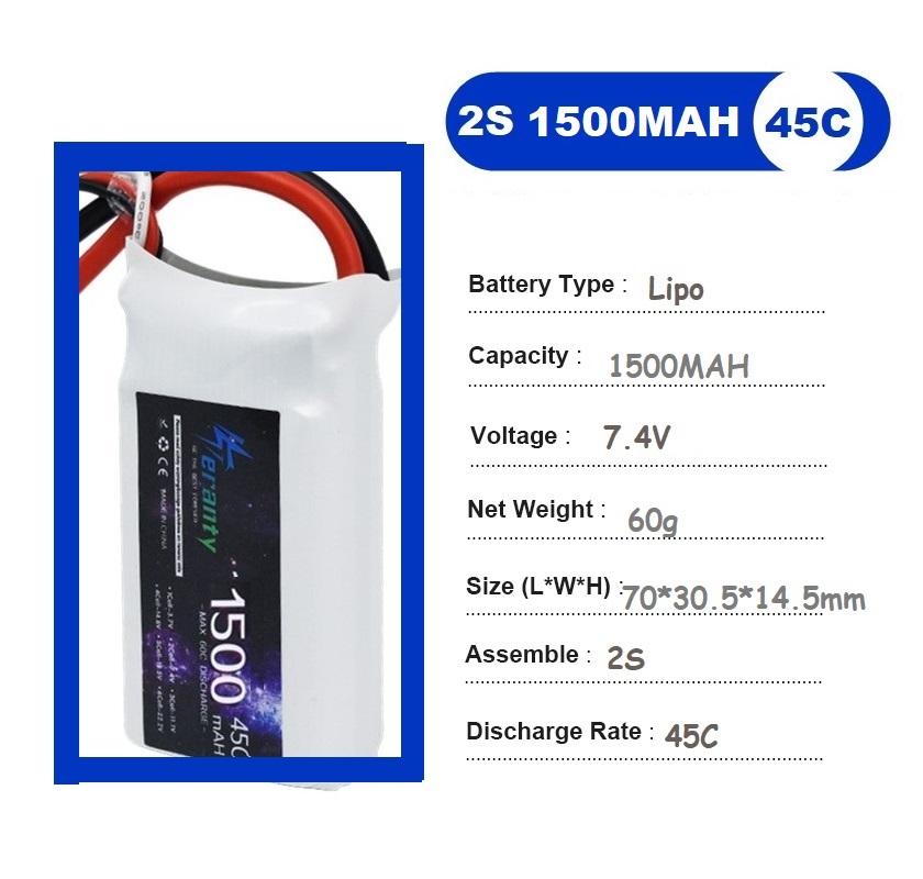 2 CÁI Pin Lipo 2S 7.4V 1500mAh - đánh giá và giá Drone Racing Battery