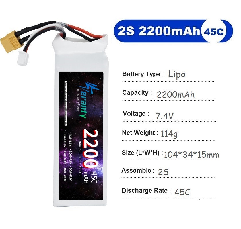 2 CÁI Pin Lipo 2S 7.4V 1500mAh - đánh giá và giá Drone Racing Battery
